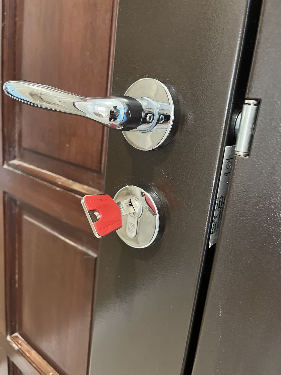Serrure 5 points à pistons posée sur une porte blindée avec tringles hautes et basses – serrurier à Milly-la-Forêt